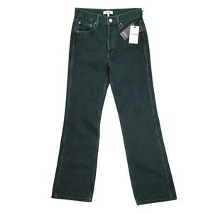 RE/DONE 90s High Rise Loose Jeans 28 Evergreen Dipped Green Denim NWT Cotton